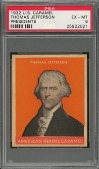 1932 R114 U.S. Caramels "Presidents" Thomas Jefferson/Orange – PSA EX-MT 6